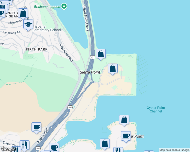map of restaurants, bars, coffee shops, grocery stores, and more near 1000 Marina Boulevard in Brisbane