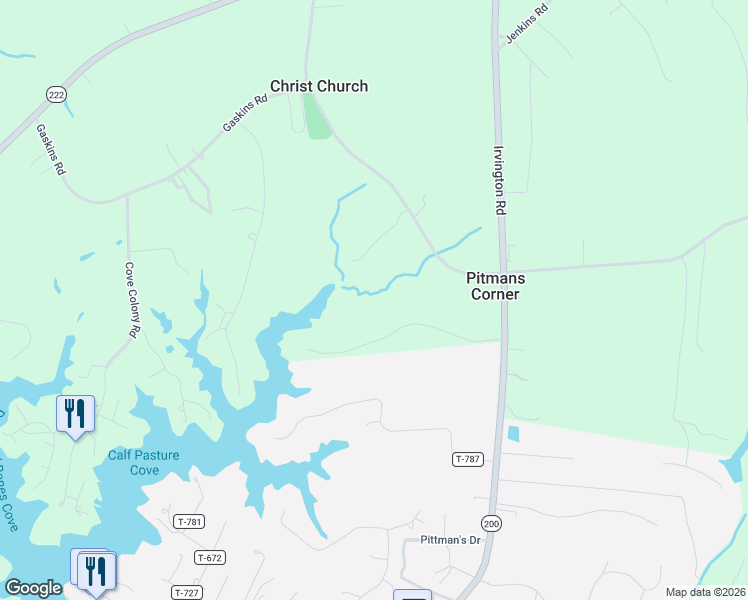 map of restaurants, bars, coffee shops, grocery stores, and more near 348 Glenwood Lane in Weems