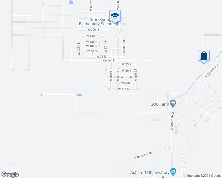 map of restaurants, bars, coffee shops, grocery stores, and more near 392 South 4100 West in Cedar City