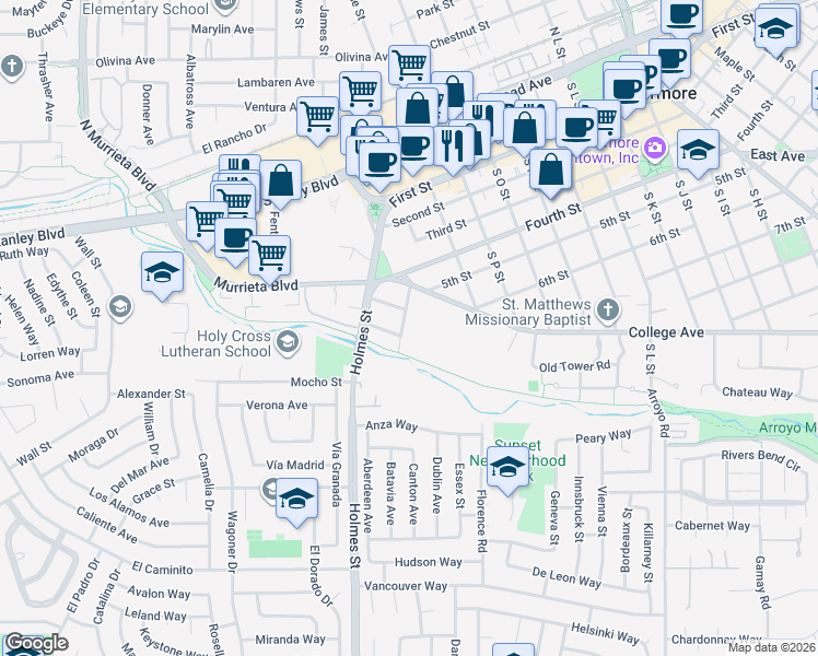 map of restaurants, bars, coffee shops, grocery stores, and more near 626 South S Street in Livermore