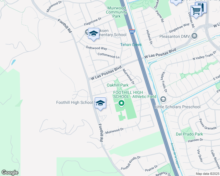 map of restaurants, bars, coffee shops, grocery stores, and more near 7758 Forsythia Court in Pleasanton