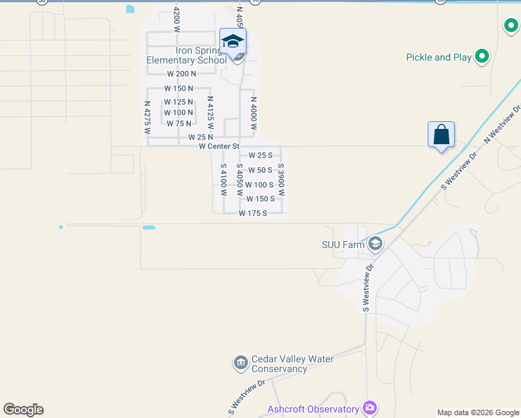 map of restaurants, bars, coffee shops, grocery stores, and more near 3978 West 175 South in Cedar City