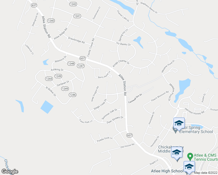 map of restaurants, bars, coffee shops, grocery stores, and more near 10156 Stags Leap Drive in Mechanicsville