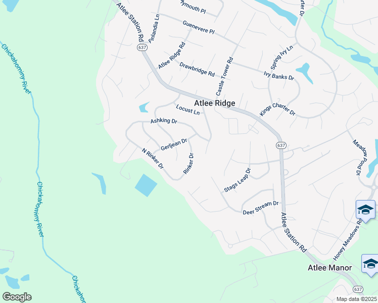 map of restaurants, bars, coffee shops, grocery stores, and more near 10063 Rinker Drive in Mechanicsville