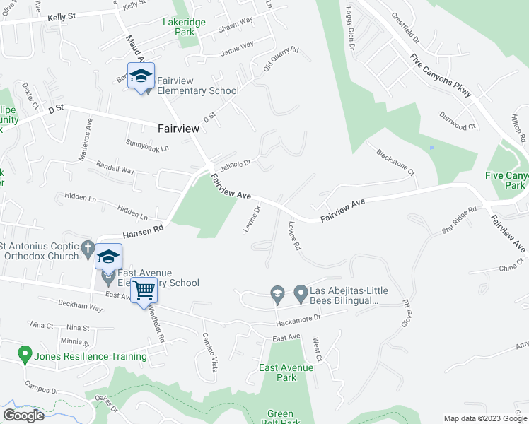 map of restaurants, bars, coffee shops, grocery stores, and more near 24779 Levine Drive in Hayward