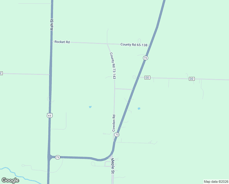 map of restaurants, bars, coffee shops, grocery stores, and more near County Road 73-143 in Buffalo