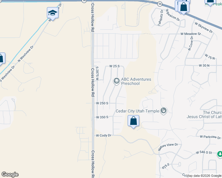 map of restaurants, bars, coffee shops, grocery stores, and more near 136 South Marble Canyon Drive in Cedar City