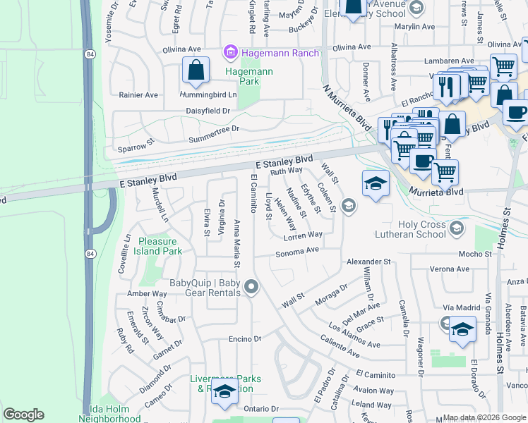 map of restaurants, bars, coffee shops, grocery stores, and more near 241 Helen Way in Livermore