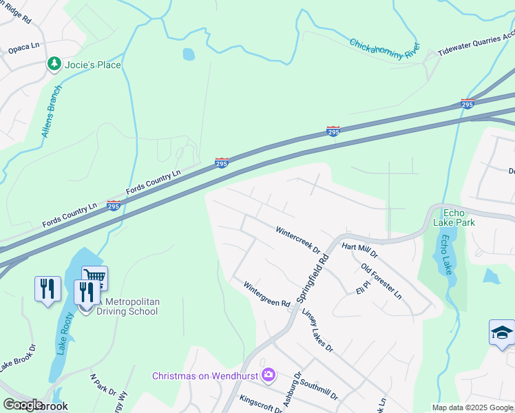 map of restaurants, bars, coffee shops, grocery stores, and more near 5429 Jones Mill Drive in Glen Allen