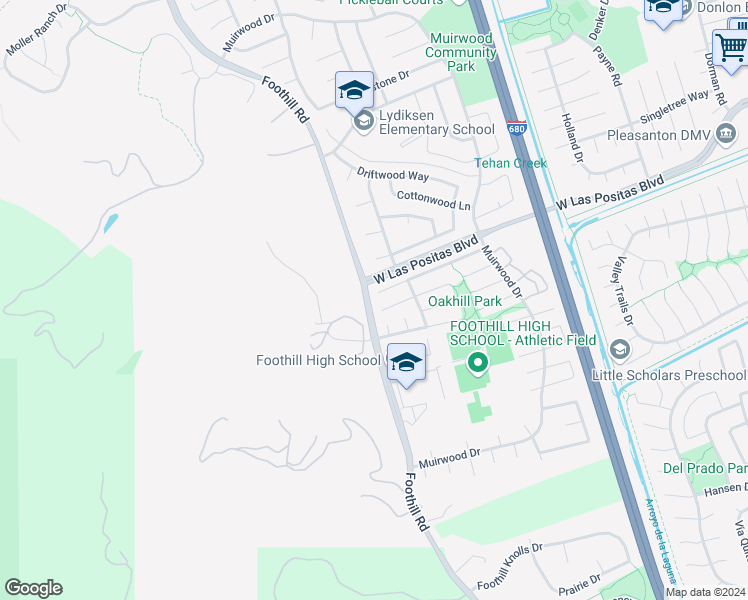 map of restaurants, bars, coffee shops, grocery stores, and more near 7889 Olive Court in Pleasanton