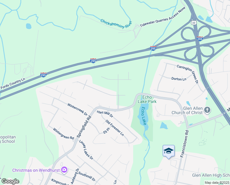 map of restaurants, bars, coffee shops, grocery stores, and more near 5642 Olde Hartley Way in Glen Allen