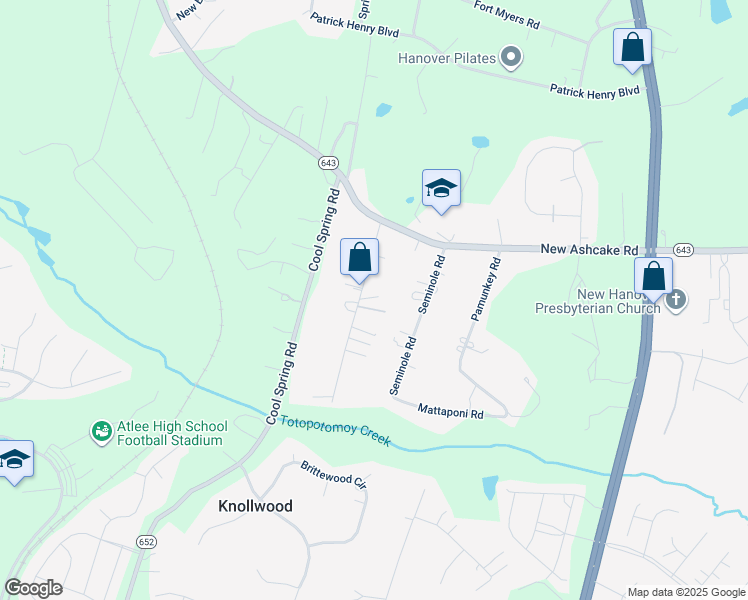map of restaurants, bars, coffee shops, grocery stores, and more near 10068 Holly Road in Mechanicsville