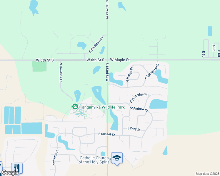 map of restaurants, bars, coffee shops, grocery stores, and more near 2005 East Spring Hill Court in Goddard