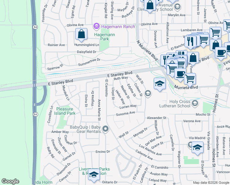 map of restaurants, bars, coffee shops, grocery stores, and more near 241 Helen Way in Livermore