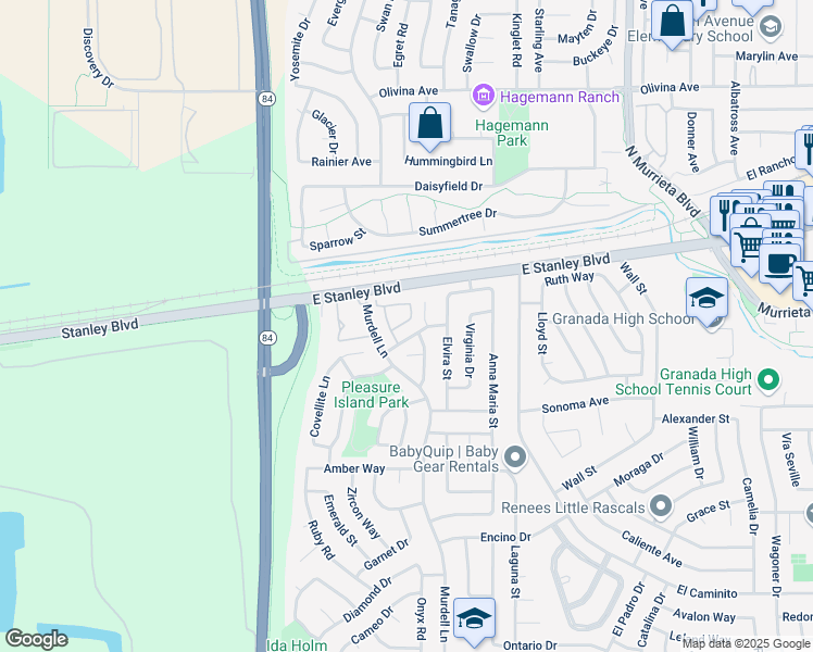 map of restaurants, bars, coffee shops, grocery stores, and more near 32-2 North Livermore Avenue in Livermore