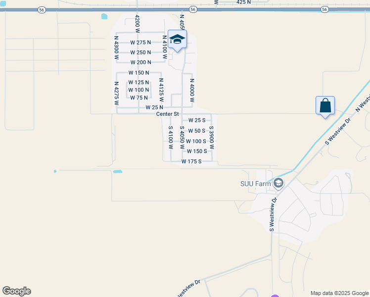map of restaurants, bars, coffee shops, grocery stores, and more near 4034 West 150 South in Cedar City