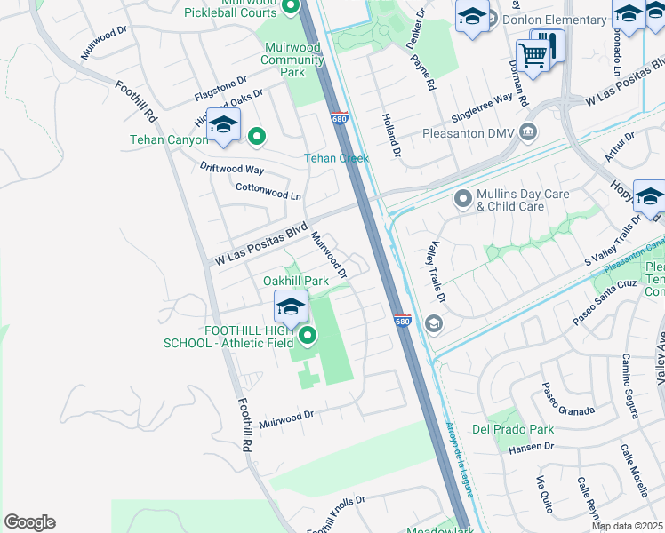 map of restaurants, bars, coffee shops, grocery stores, and more near 7410 Aspen Court in Pleasanton