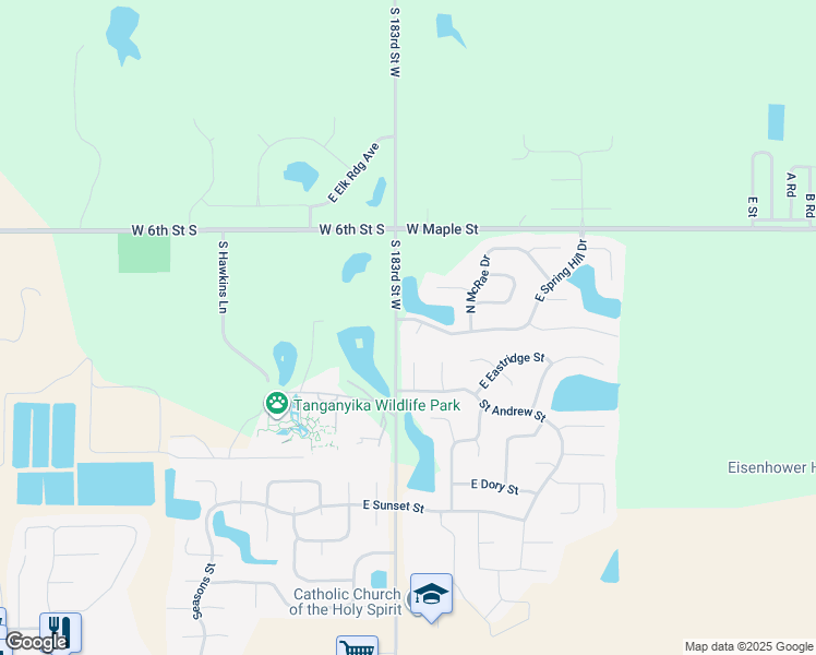 map of restaurants, bars, coffee shops, grocery stores, and more near 2005 E Spring Hill Ct in Goddard