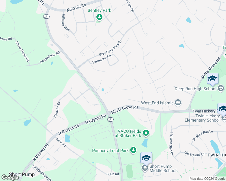 map of restaurants, bars, coffee shops, grocery stores, and more near 11932 Westcott Landing Court in Glen Allen
