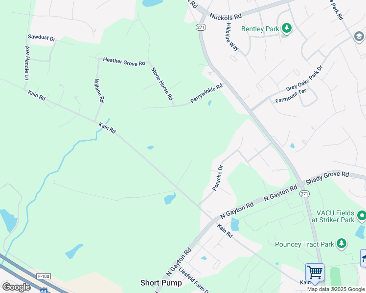 map of restaurants, bars, coffee shops, grocery stores, and more near 12506 Kain Road in Glen Allen