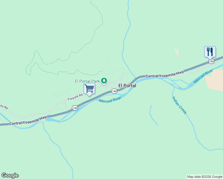 map of restaurants, bars, coffee shops, grocery stores, and more near 9742 Granite Road in El Portal