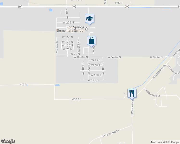 map of restaurants, bars, coffee shops, grocery stores, and more near 117 South 4050 West in Cedar City
