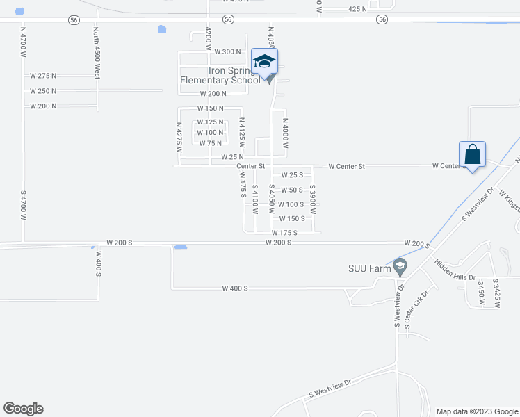 map of restaurants, bars, coffee shops, grocery stores, and more near 115 South 4100 West in Cedar City