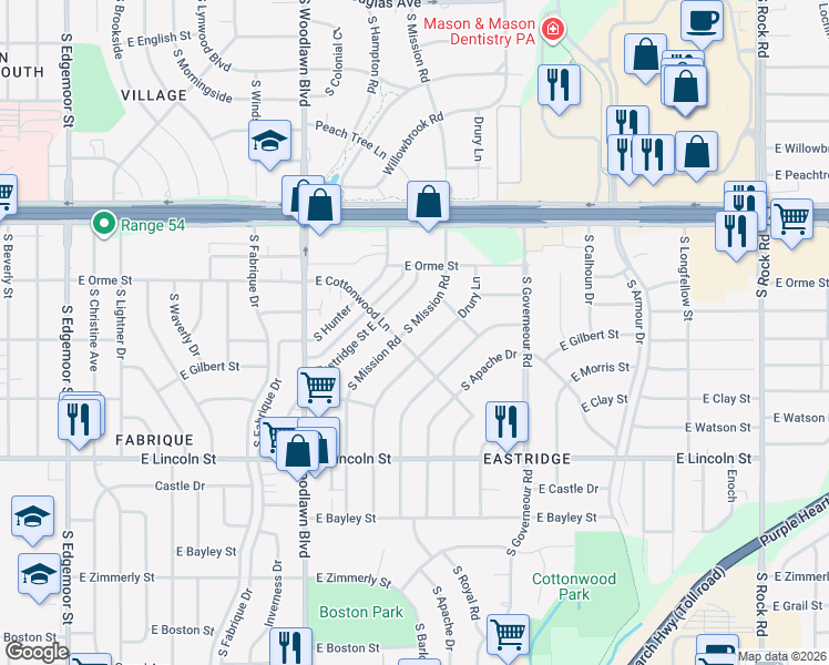 map of restaurants, bars, coffee shops, grocery stores, and more near 702 South Mission Road in Wichita