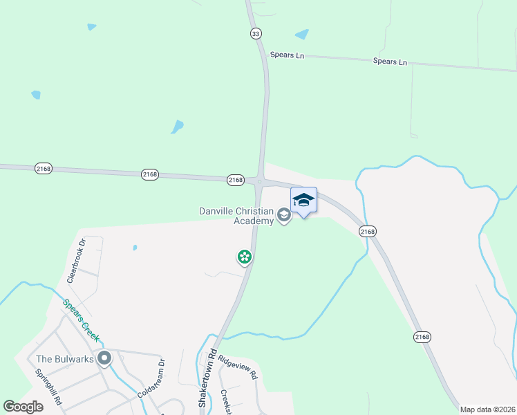 map of restaurants, bars, coffee shops, grocery stores, and more near 2423-2439 Shakertown Road in Danville