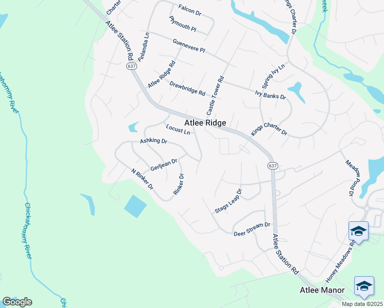 map of restaurants, bars, coffee shops, grocery stores, and more near 9320 Ashking Drive in Mechanicsville