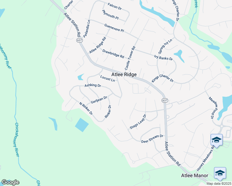 map of restaurants, bars, coffee shops, grocery stores, and more near 9320 Ashking Drive in Mechanicsville