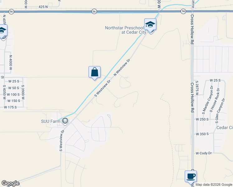 map of restaurants, bars, coffee shops, grocery stores, and more near 137 South Chaparral Drive in Cedar City