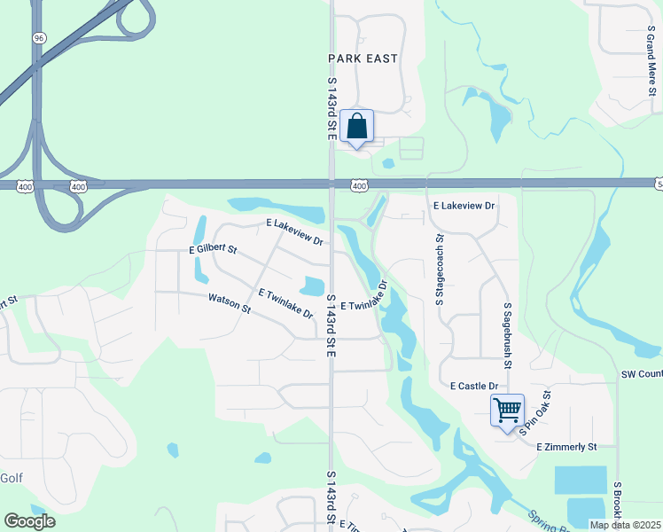 map of restaurants, bars, coffee shops, grocery stores, and more near South 143rd Street East in Wichita