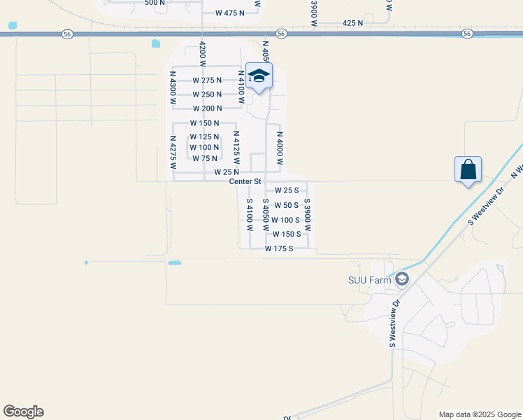 map of restaurants, bars, coffee shops, grocery stores, and more near 78 South 4050 West in Cedar City