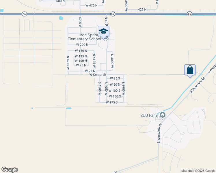 map of restaurants, bars, coffee shops, grocery stores, and more near 4008 West 50 South in Cedar City