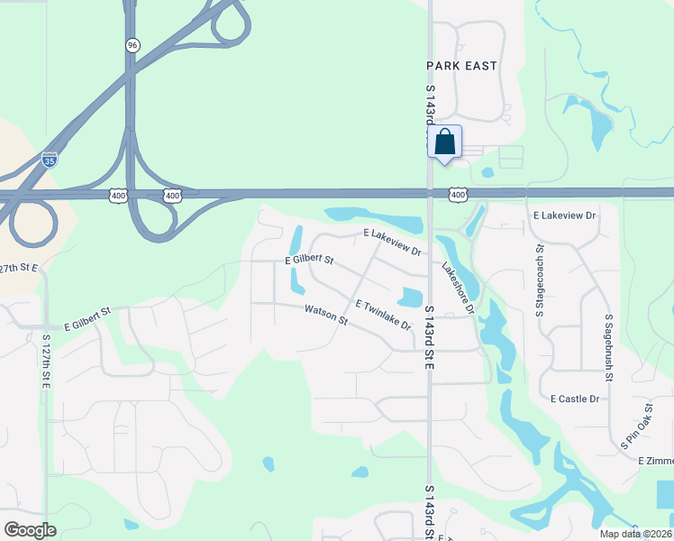 map of restaurants, bars, coffee shops, grocery stores, and more near 13926 East Gilbert Street in Wichita