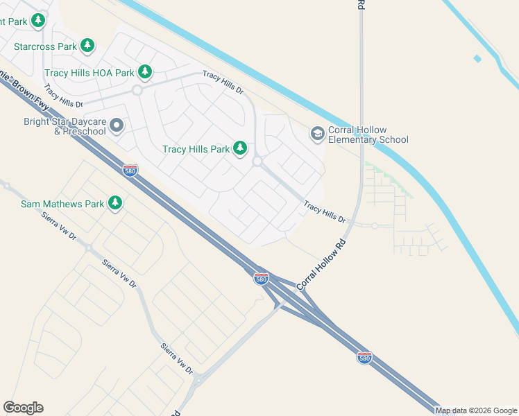 map of restaurants, bars, coffee shops, grocery stores, and more near 6988 Palmer Street in Tracy