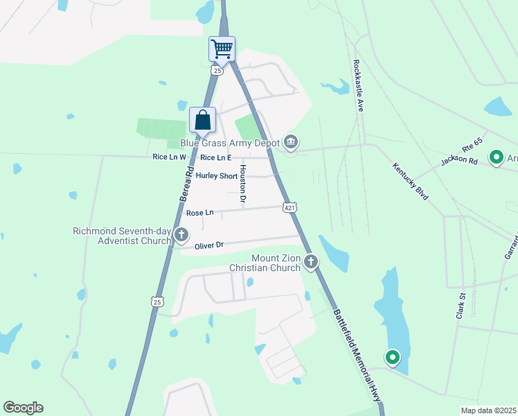 map of restaurants, bars, coffee shops, grocery stores, and more near Rose Lane in Richmond