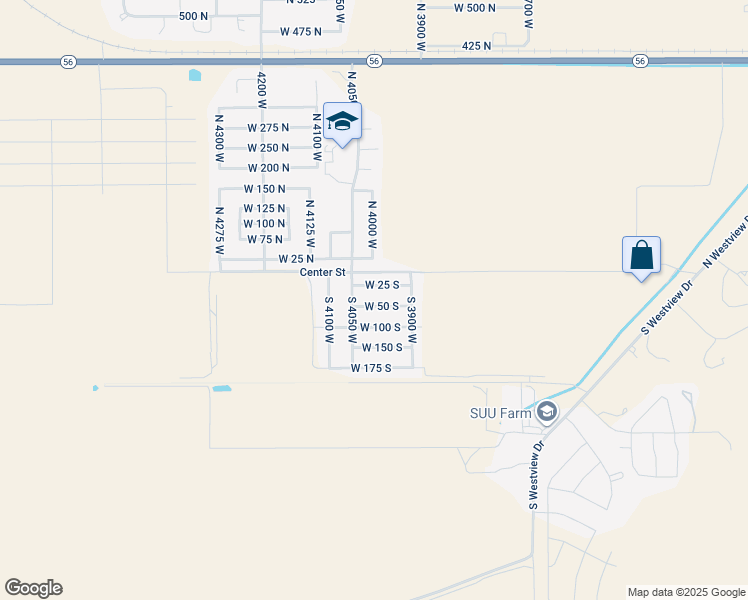 map of restaurants, bars, coffee shops, grocery stores, and more near 4008 West 50 South in Cedar City
