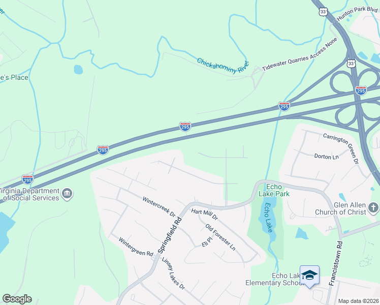 map of restaurants, bars, coffee shops, grocery stores, and more near 6001 Olde Hartley Place in Glen Allen