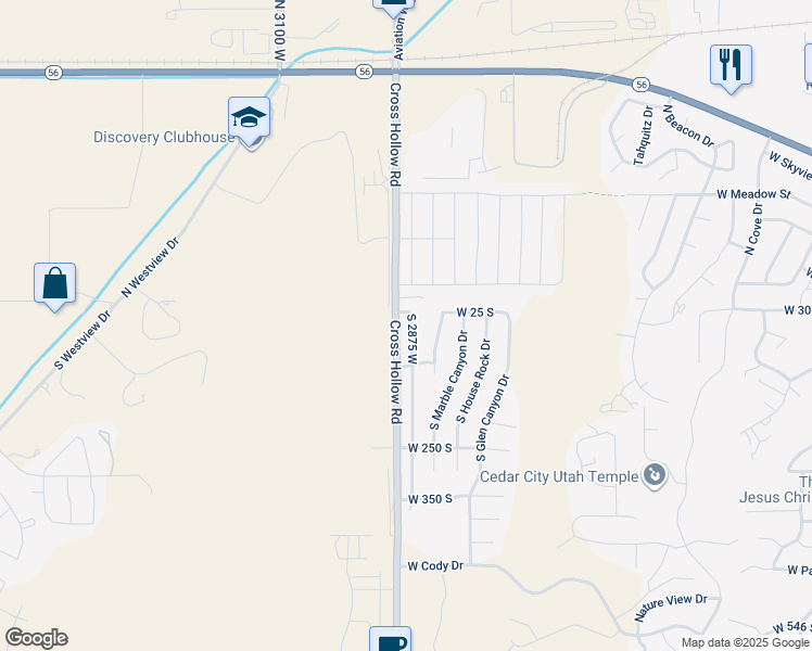 map of restaurants, bars, coffee shops, grocery stores, and more near 40 S 2875 W in Cedar City