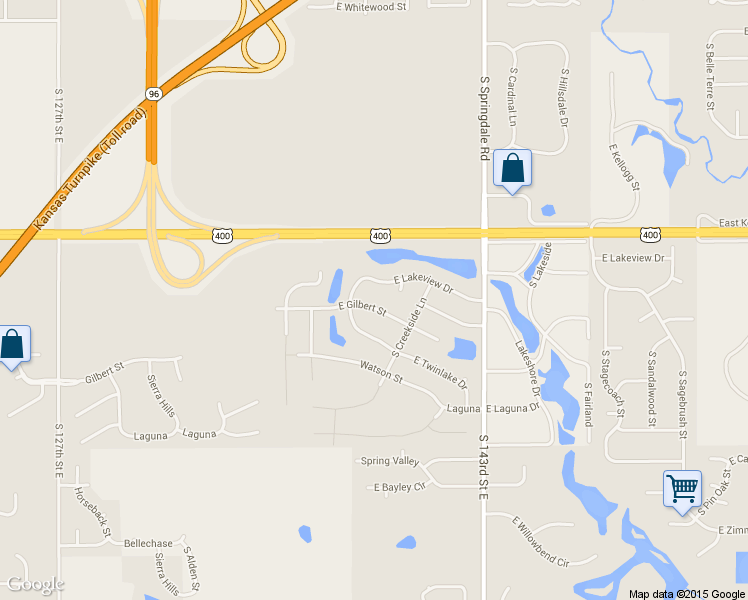 map of restaurants, bars, coffee shops, grocery stores, and more near 13926 East Gilbert Street in Wichita