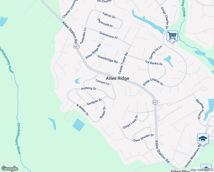 map of restaurants, bars, coffee shops, grocery stores, and more near 9323 Locust Lane in Mechanicsville