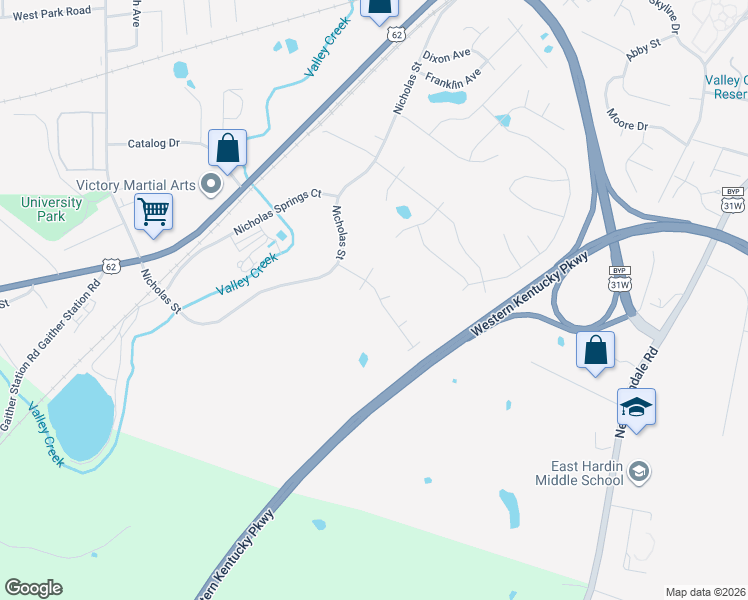 map of restaurants, bars, coffee shops, grocery stores, and more near 228 Blossom Lane in Elizabethtown