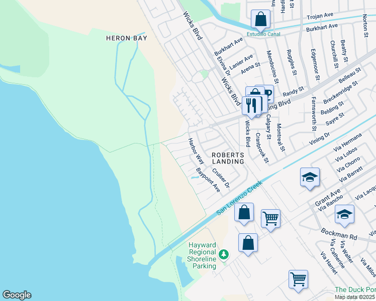 map of restaurants, bars, coffee shops, grocery stores, and more near 2337 Diamond Bar Court in San Leandro