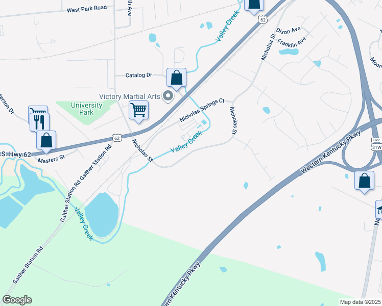 map of restaurants, bars, coffee shops, grocery stores, and more near 828 Waterworks Drive in Elizabethtown
