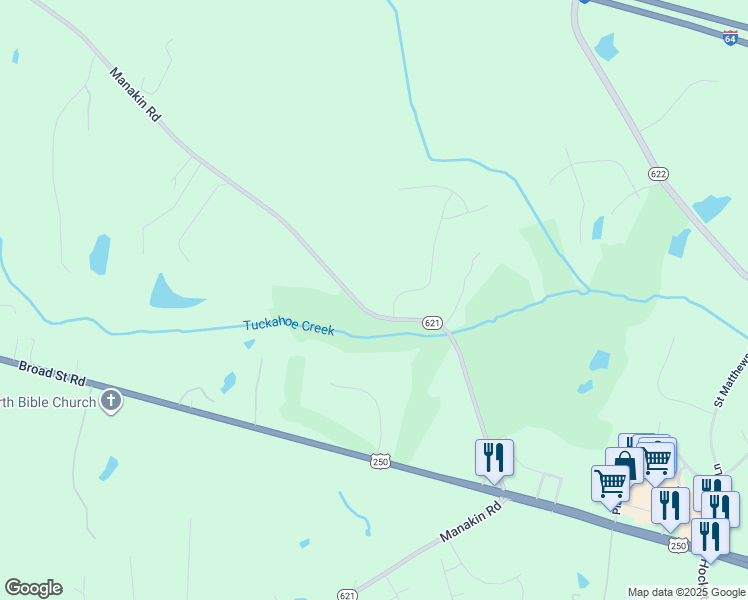 map of restaurants, bars, coffee shops, grocery stores, and more near 2061 Manakin Road in Manakin-Sabot