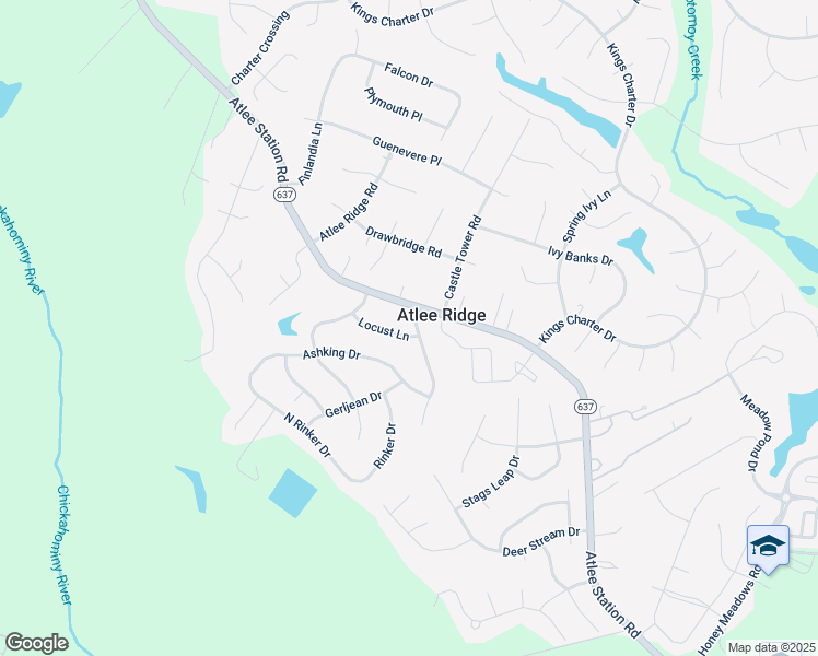 map of restaurants, bars, coffee shops, grocery stores, and more near 9320 Locust Lane in Mechanicsville