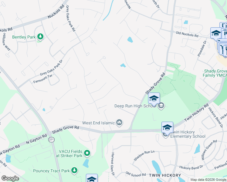 map of restaurants, bars, coffee shops, grocery stores, and more near 11337 Grey Oaks Estates Way in Glen Allen