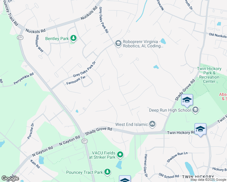 map of restaurants, bars, coffee shops, grocery stores, and more near 11812 Westcott Landing Court in Glen Allen